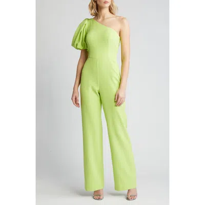 Eliza J One-shoulder Jumpsuit In Lime
