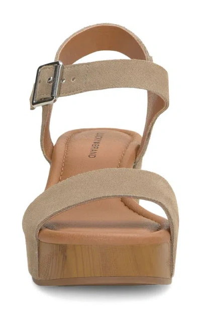 Lucky Brand Adario Ankle Strap Platform Wedge Sandal In Dune Oilsue