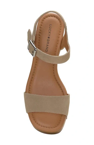 Lucky Brand Adario Ankle Strap Platform Wedge Sandal In Dune Oilsue
