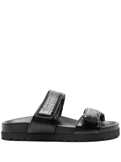 Gia Borghini Giaborghini Adelaide Platform Embossed Sandals In Black
