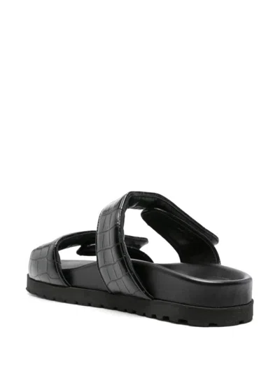 Gia Borghini Giaborghini Adelaide Platform Embossed Sandals In Black