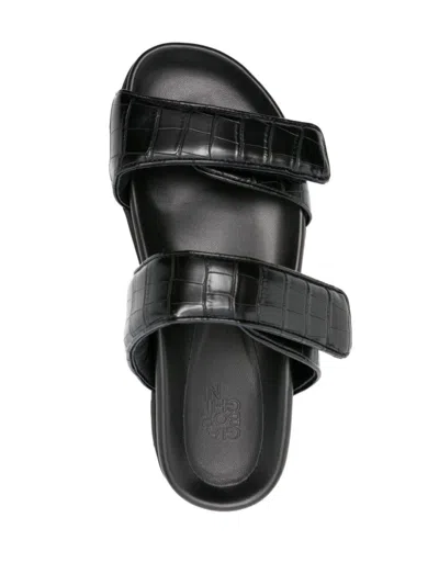Gia Borghini Giaborghini Adelaide Platform Embossed Sandals In Black
