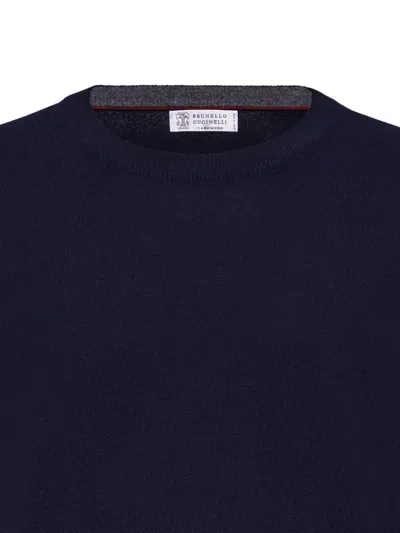 Brunello Cucinelli Cashmere Crew-neck Sweater In Blue