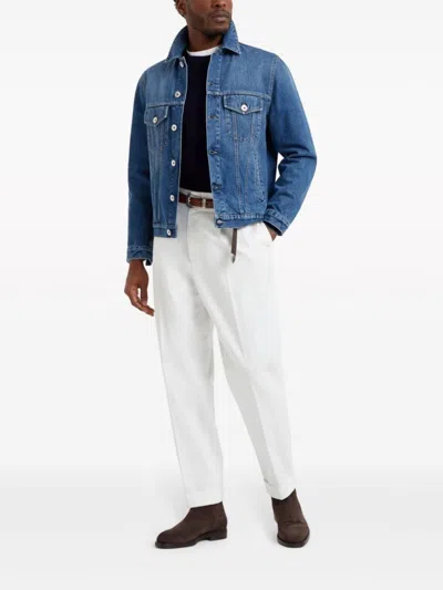 Brunello Cucinelli Cashmere Crew-neck Sweater In Blue