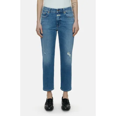 Closed Milo High Waist Ankle Slim Organic Cotton Jeans In Mid Blue