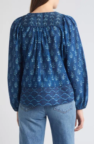 Faherty Solstice Tie Neck Cotton & Silk Top In Sunburst Mix