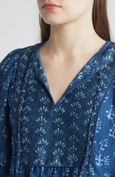 Faherty Solstice Tie Neck Cotton & Silk Top In Sunburst Mix