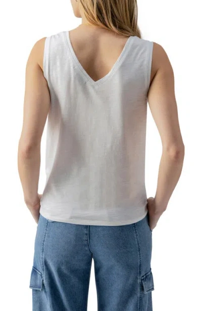 Sanctuary V-neck Tie Hem Slub Tank In White