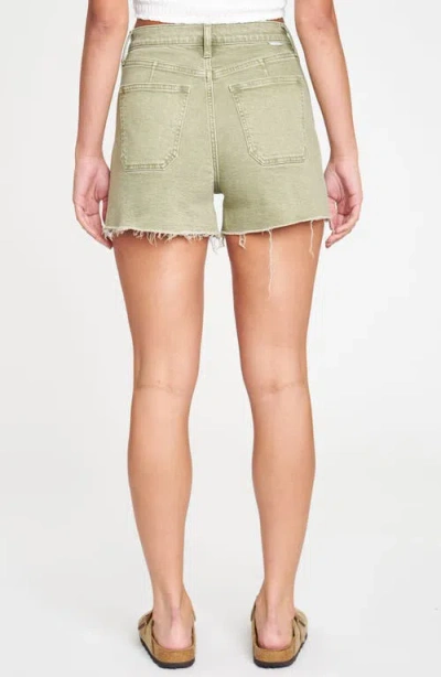 Daze Knockout High Waist Cargo Denim Cutoff Shorts In Matcha In Matcha
