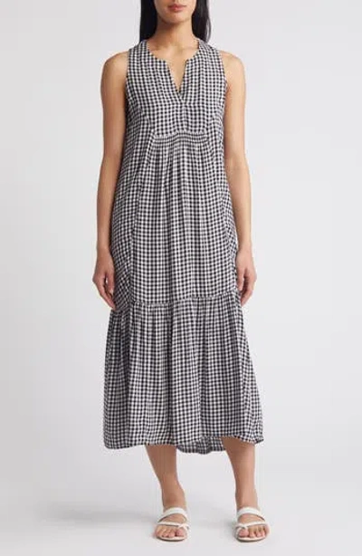 Nic + Zoe Gingham Sleeveless Dress In Black Multi