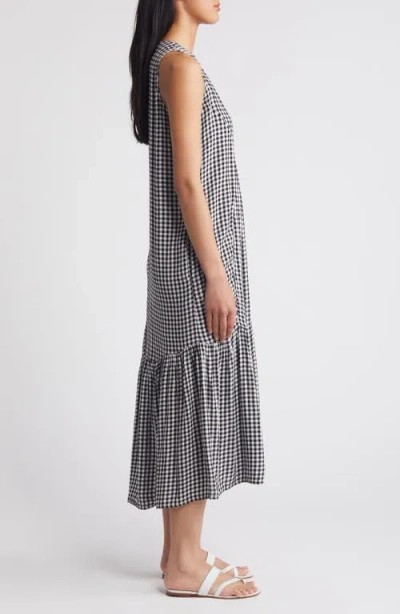 Nic + Zoe Gingham Sleeveless Dress In Black Multi