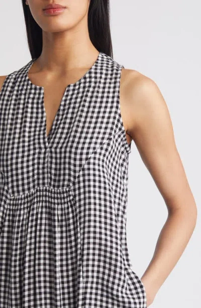 Nic + Zoe Gingham Sleeveless Dress In Black Multi