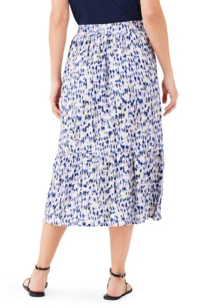 Nzt By Nic+zoe Abstract Ikat Tiered Midi Skirt In Indigo Multi