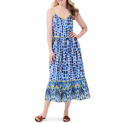 Nic + Zoe Brushstroke Blues Cotton Sundress In Blue Multi