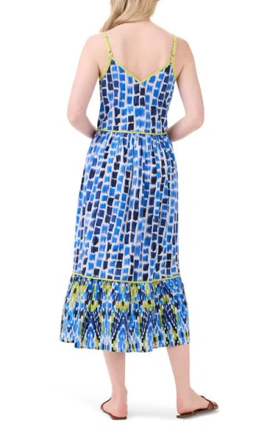 Nic + Zoe Brushstroke Blues Cotton Sundress In Blue Multi