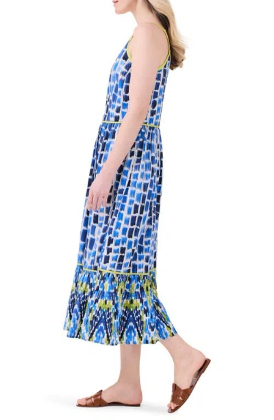 Nic + Zoe Brushstroke Blues Cotton Sundress In Blue Multi