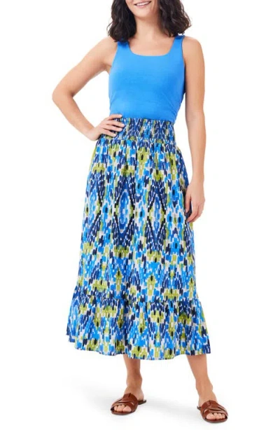 Nic + Zoe Nic+zoe Diamond Dash Tiered Maxi Skirt In Blue Multi