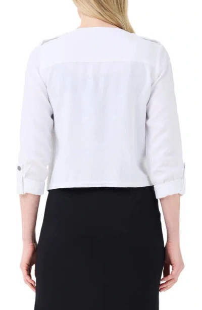 Nic + Zoe Rumba Linen Blend Moto Jacket In Paper White