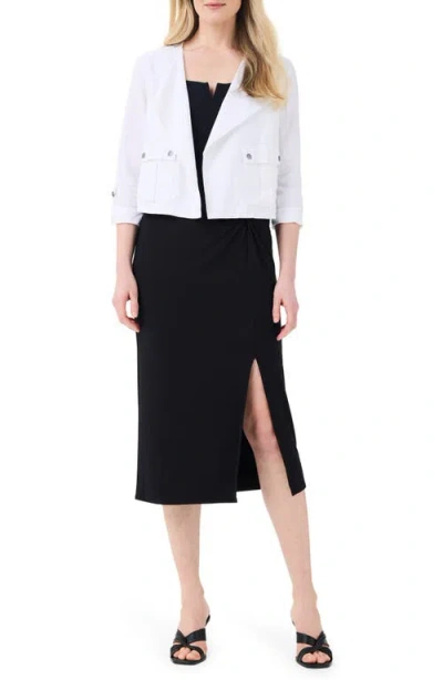 Nic + Zoe Rumba Linen Blend Moto Jacket In Paper White