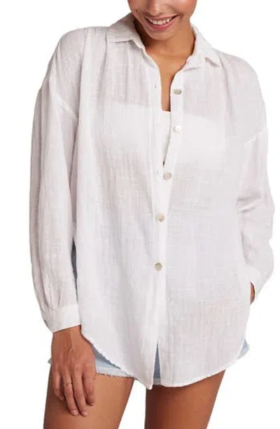 Bella Dahl Flowy Cotton Blend Button-up Shirt In White