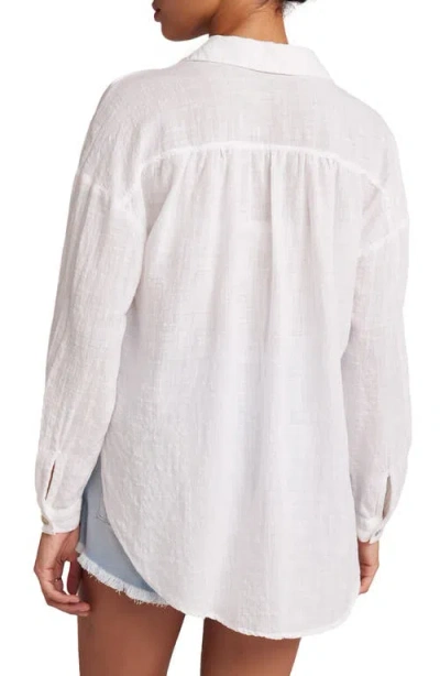 Bella Dahl Flowy Cotton Blend Button-up Shirt In White