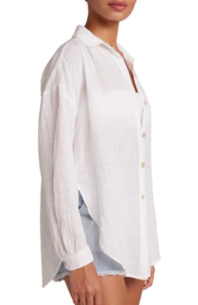 Bella Dahl Flowy Cotton Blend Button-up Shirt In White