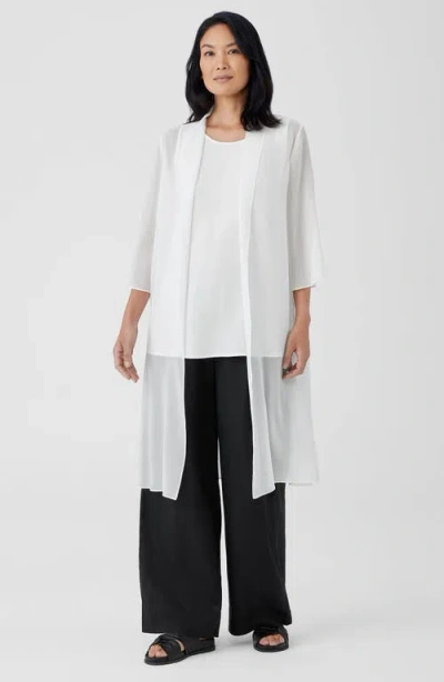 Eileen Fisher Open Front Silk Chiffon Jacket In Ivory