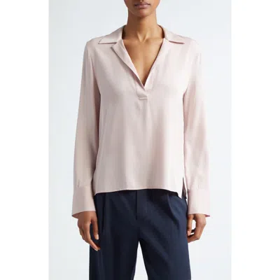 Vince Silk Blend Polo Shirt In Rose Pearl