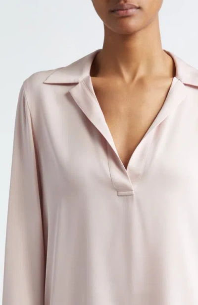 Vince Silk Blend Polo Shirt In Rose Pearl