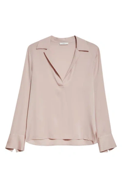 Vince Silk Blend Polo Shirt In Rose Pearl