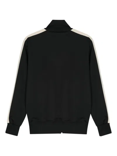 Palm Angels Black High Neck Sweatshirt With Logo Lettering On The Front In Wool Blend Man In Black