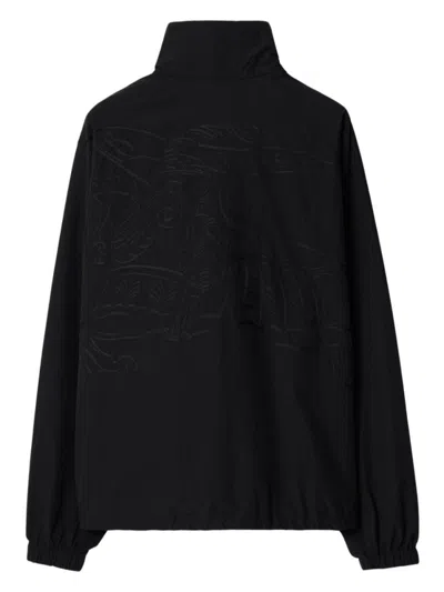Burberry Logo Embossed Drawstring Jacket In Black