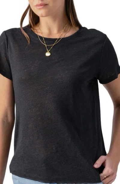 Sanctuary Timeless Satin Short Sleeve Tee In Black In Black
