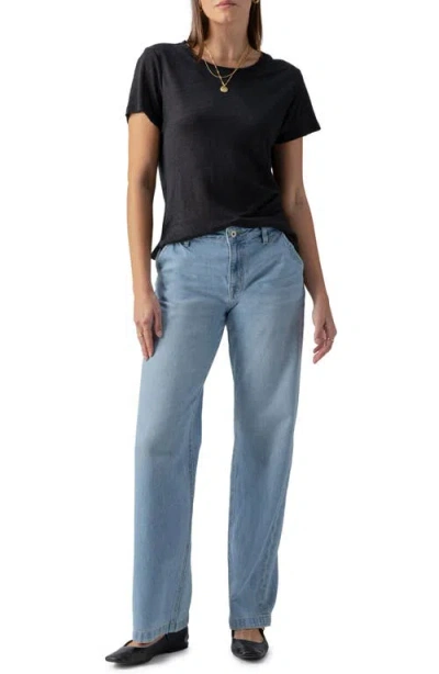 Sanctuary Timeless Satin Short Sleeve Tee In Black In Black