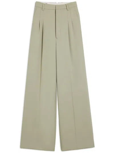 Ami Alexandre Mattiussi Ami Wide Leg Pleated Pants In Green