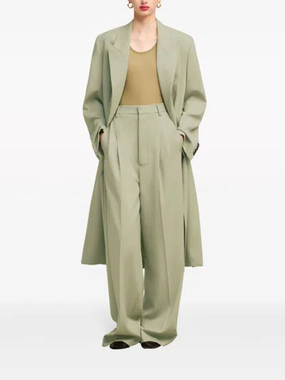Ami Alexandre Mattiussi Ami Wide Leg Pleated Pants In Green