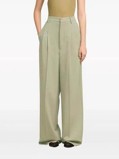 Ami Alexandre Mattiussi Ami Wide Leg Pleated Pants In Green