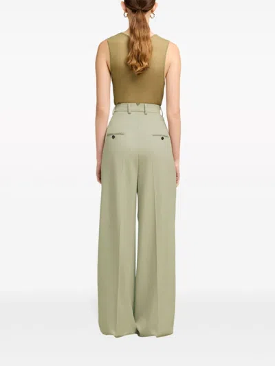 Ami Alexandre Mattiussi Ami Wide Leg Pleated Pants In Green