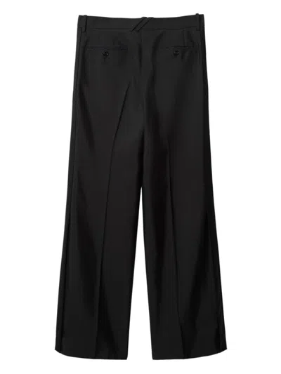 Burberry Suit Pants In Navy Blue Wool. Straight-leg Cut. Zippered Closure And Belt Clip. In Black