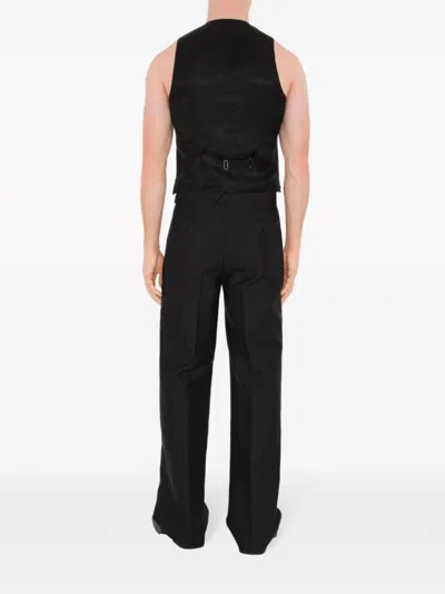 Burberry Suit Pants In Navy Blue Wool. Straight-leg Cut. Zippered Closure And Belt Clip. In Black