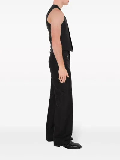 Burberry Suit Pants In Navy Blue Wool. Straight-leg Cut. Zippered Closure And Belt Clip. In Black