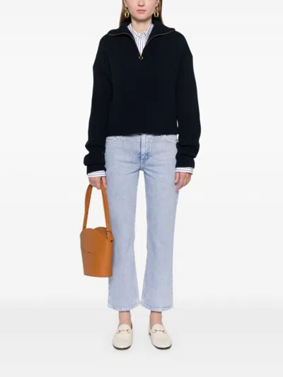 Tory Burch Cropped Kick Flared Jeans In Blue