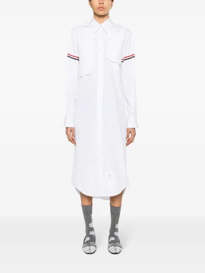 Shop Thom Browne Poplin Dress In White