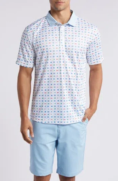 Swannies Louie Flag Print Golf Polo In White