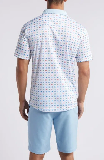 Swannies Louie Flag Print Golf Polo In White