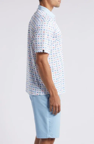 Swannies Louie Flag Print Golf Polo In White