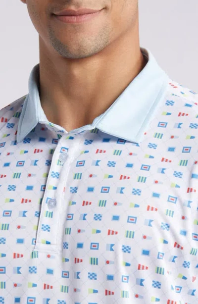 Swannies Louie Flag Print Golf Polo In White