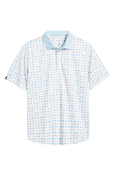 Swannies Louie Flag Print Golf Polo In White