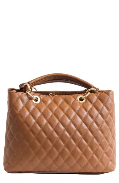 Persaman New York Quilted Tote In Saddle