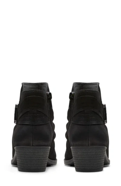 Clarks Charlten Rosa Leather Bootie In Black Nubuck